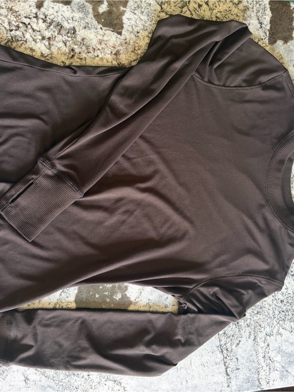 7 Diamonds Dark Brown Ribbed Crewneck Top